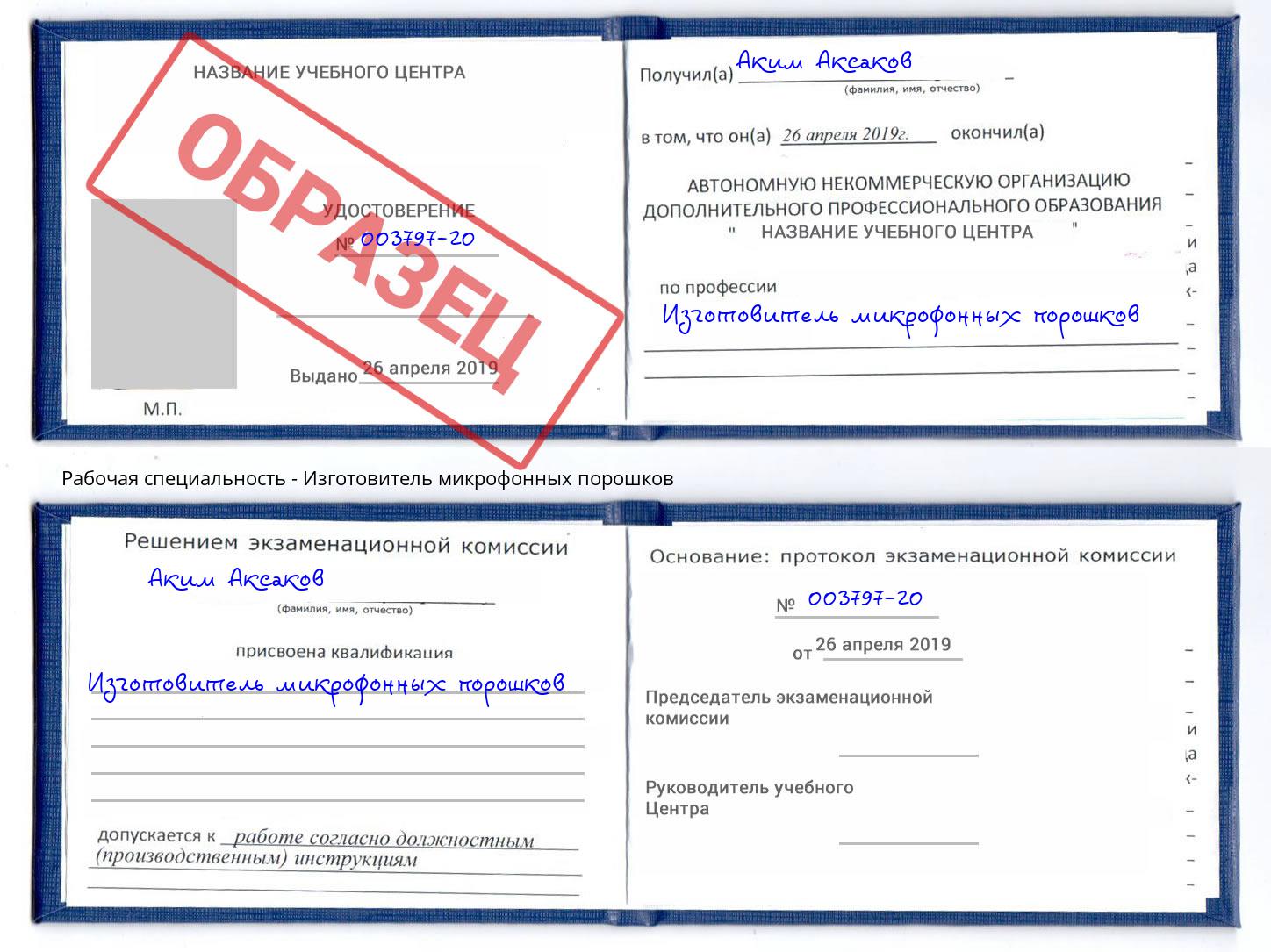 Изготовитель микрофонных порошков Березники