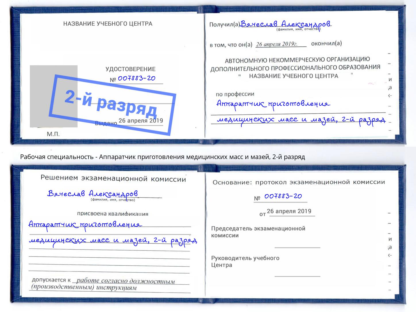 корочка 2-й разряд Аппаратчик приготовления медицинских масс и мазей Березники