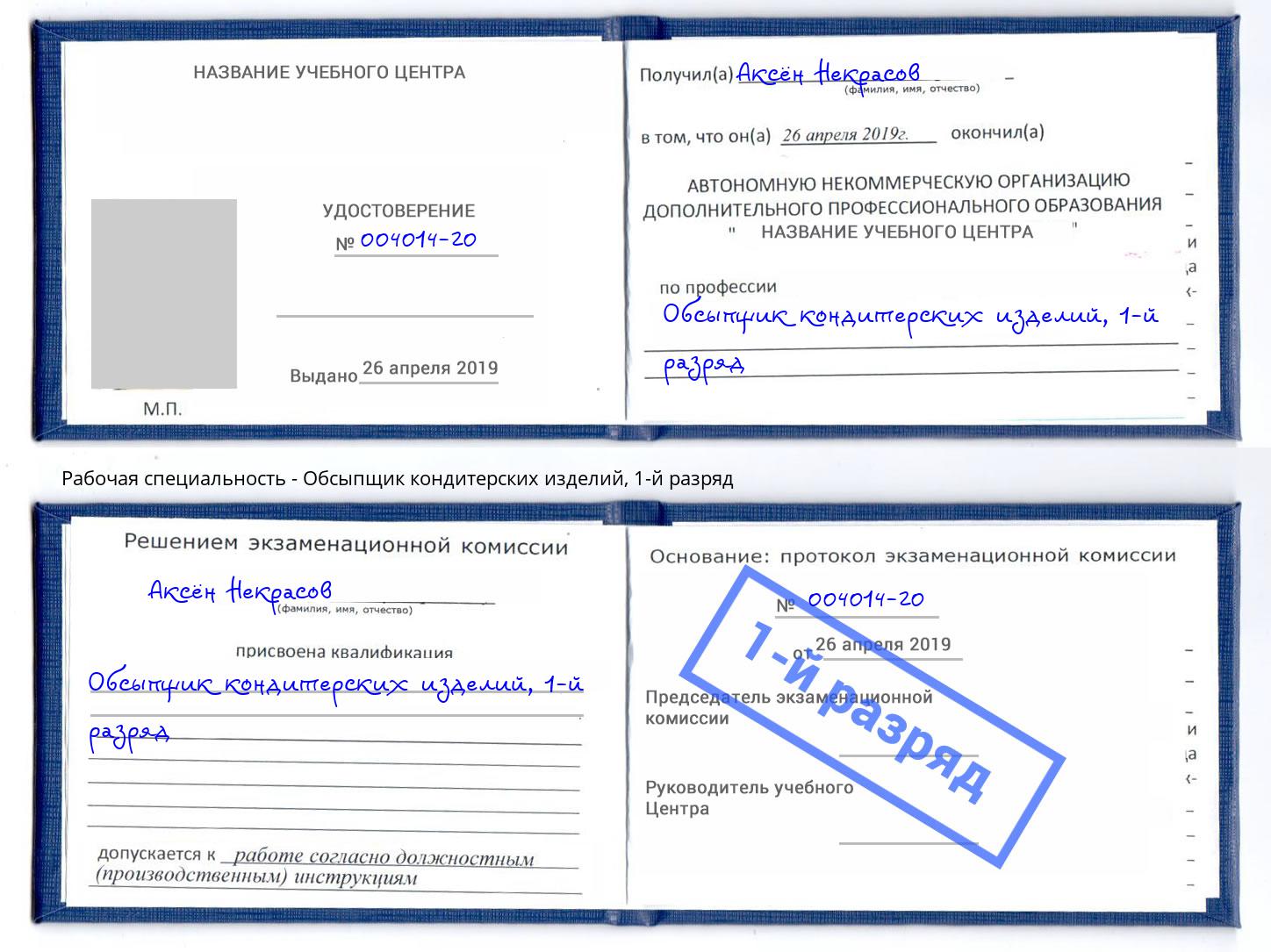 корочка 1-й разряд Обсыпщик кондитерских изделий Березники