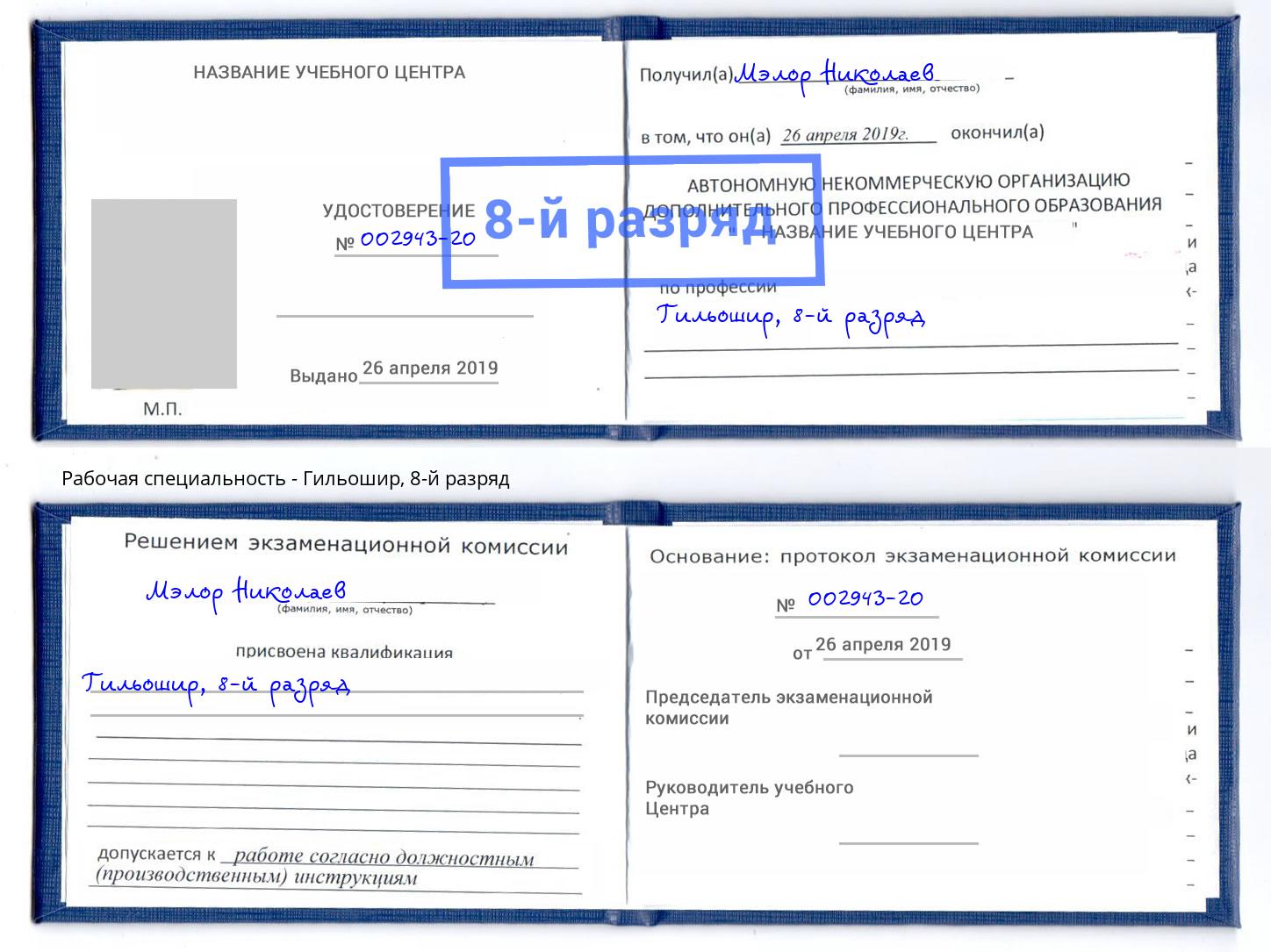 корочка 8-й разряд Гильошир Березники