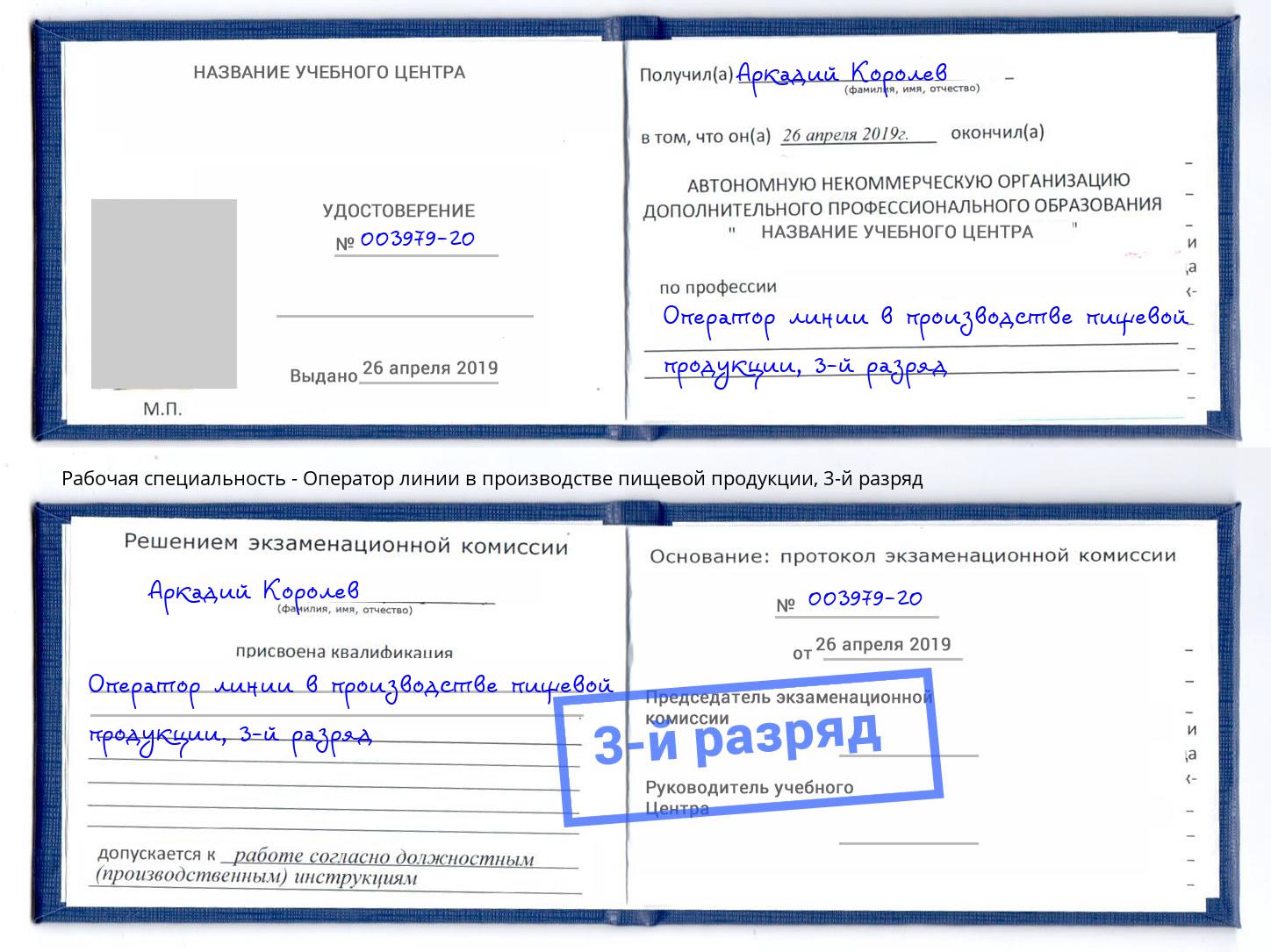 корочка 3-й разряд Оператор линии в производстве пищевой продукции Березники